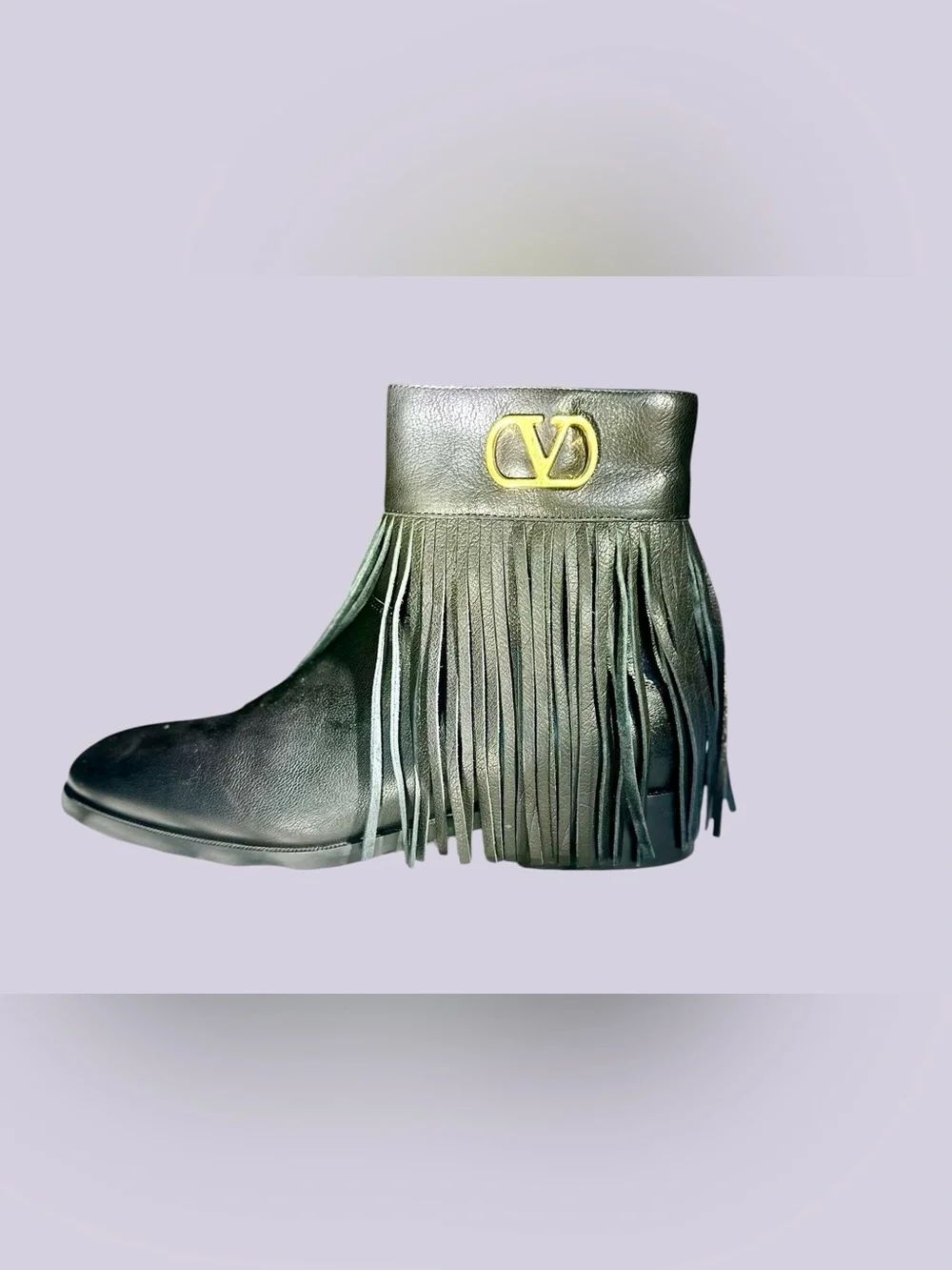 Valentino Garavani Men’s Embellished Fringed Leather Chelsea Boots Valentino Garavani Logo-Embellished Fringed Leather Chelsea  main image 2